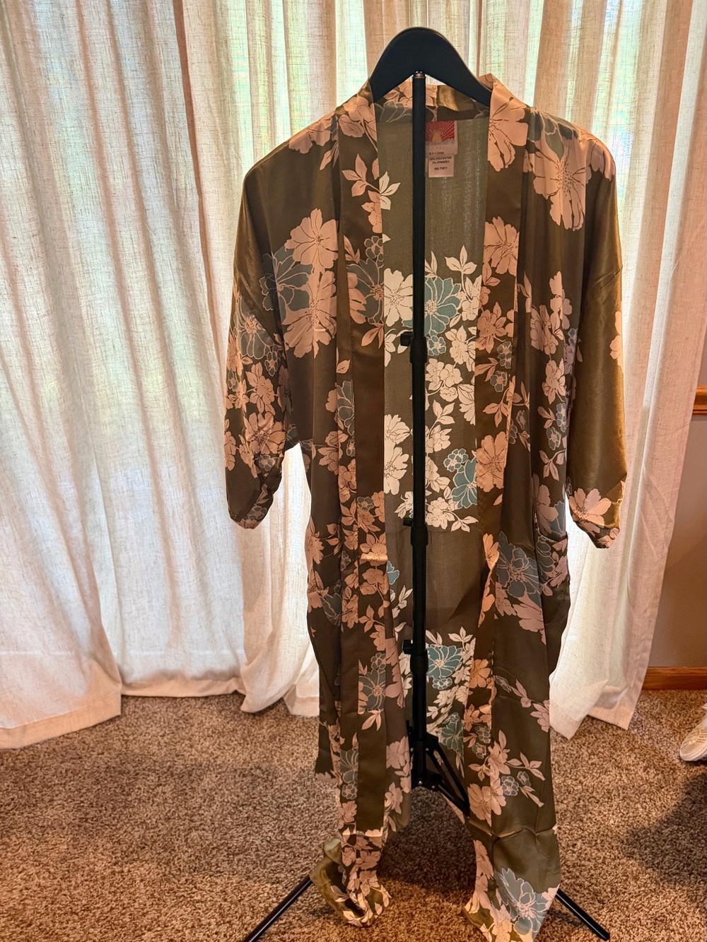 Olive Floral Kimono Jacket - Women’s Lightweight Duster